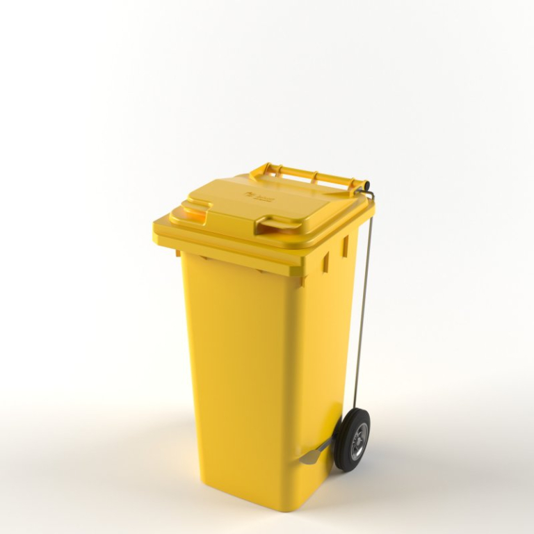 Передвижной мусорный контейнер 120 л. с крышкой и педальным приводом